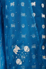 Blue Salwar Suit with Pichwai Organza Dupatta