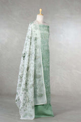Floral Light Green Salwar Suit with Appliqué Organza Dupatta