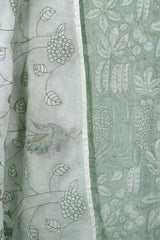 Floral Light Green Salwar Suit with Appliqué Organza Dupatta