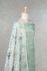 Floral Light Green Salwar Suit with Appliqué Organza Dupatta