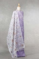 Floral Lilac Salwar Suit with Appliqué Organza Dupatta
