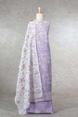 Floral Lilac Salwar Suit with Appliqué Organza Dupatta