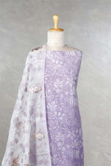 Floral Lilac Salwar Suit with Appliqué Organza Dupatta