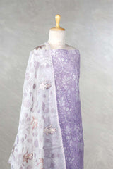 Floral Lilac Salwar Suit with Appliqué Organza Dupatta