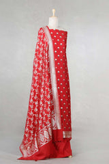 Red Mulberry Silk Salwar Suit Set with Meenakari Work