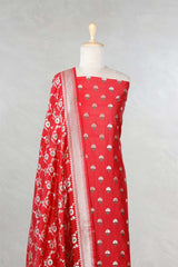 Red Mulberry Silk Salwar Suit Set with Meenakari Work