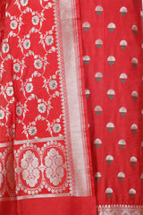 Red Mulberry Silk Salwar Suit Set with Meenakari Work