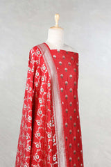 Red Mulberry Silk Salwar Suit Set with Meenakari Work