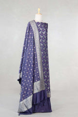 Blue Mulberry Silk Salwar Suit Set with Meenakari Work