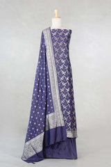 Blue Mulberry Silk Salwar Suit Set with Meenakari Work