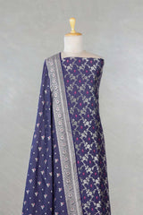 Blue Mulberry Silk Salwar Suit Set with Meenakari Work