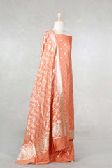 Peach Mulberry Silk Salwar Suit Set with Meenakari Work