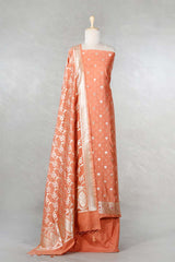 Peach Mulberry Silk Salwar Suit Set with Meenakari Work