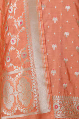 Peach Mulberry Silk Salwar Suit Set with Meenakari Work
