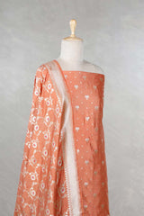 Peach Mulberry Silk Salwar Suit Set with Meenakari Work