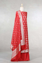 Red Mulberry Silk Salwar Suit Set with Meenakari Work