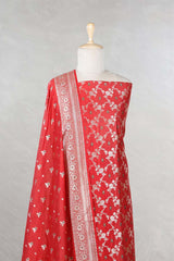 Red Mulberry Silk Salwar Suit Set with Meenakari Work