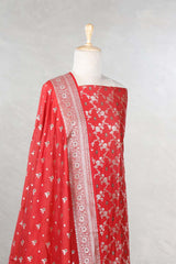 Red Mulberry Silk Salwar Suit Set with Meenakari Work