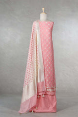 Pink Mulberry Silk Salwar Suit Set with Meenakari Work