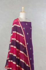 Purple Handwoven Organza Silk Suit Piece