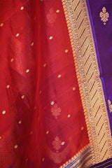 Purple Banarasi Silk Salwar Suit Set with Red Organza Dupatta