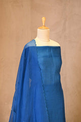 Blue Organza Silk Salwar Suit Set with Appliqué Floral Work