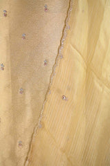 Butter Yellow Tissue Silk Salwar Suit with Floral Hand Embroidery