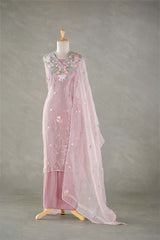 Baby Pink Tissue Silk Salwar Suit with Hand Emberoidery