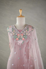 Baby Pink Tissue Silk Salwar Suit with Hand Emberoidery