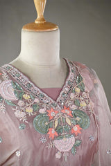 Baby Pink Tissue Silk Salwar Suit with Hand Emberoidery