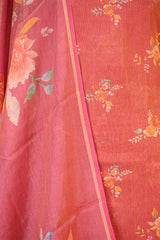 Pink Tissue Unstitched Salwar Suit Set with Digital Floral Prints
