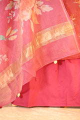 Pink Tissue Unstitched Salwar Suit Set with Digital Floral Prints