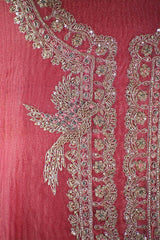 Bright Pink Tissue Silk Salwar Suit with Hand Embroidery