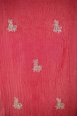 Bright Pink Tissue Silk Salwar Suit with Hand Embroidery
