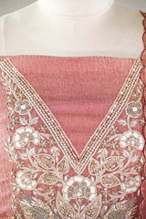 Rust Tissue Silk Salwar Suit with Hand Embroidery