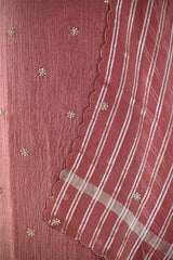 Rust Tissue Silk Salwar Suit with Hand Embroidery