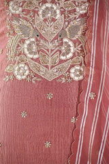 Rust Tissue Silk Salwar Suit with Hand Embroidery