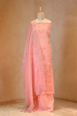 Baby Pink Chiniya Silk Salwar Suit with Pichwai Motifs