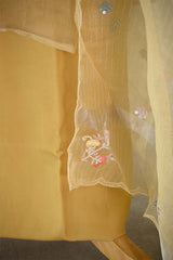 Yellow Tissue Silk Salwar Suit with Hand Emberoidery