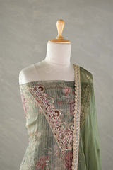 Heena Green Tissue Silk Salwar Suit with Floral Print