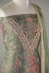 Heena Green Tissue Silk Salwar Suit with Floral Print
