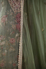 Heena Green Tissue Silk Salwar Suit with Floral Print