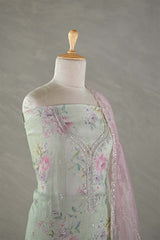 Liril Green Tissue Silk Salwar Suit with Floral Prints