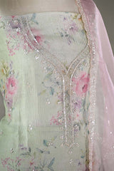 Liril Green Tissue Silk Salwar Suit with Floral Prints