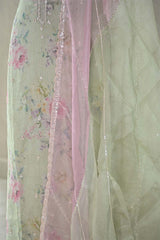 Liril Green Tissue Silk Salwar Suit with Floral Prints