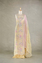 Yellow Tissue Silk Salwar Suit with Floral Prints