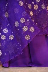 Purple Organza Silk Salwar Suit Set with Appliqué Floral Work