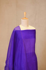 Purple Organza Silk Salwar Suit Set with Appliqué Floral Work