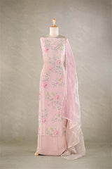 Pink Tissue Silk Salwar Suit with Floral Prints