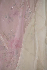 Beige Tissue Silk Salwar Suit with Floral Prints